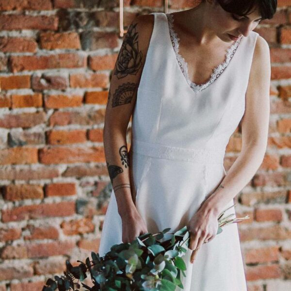 robe de mariée créatrice soie et dentelle - depot vente toulouse