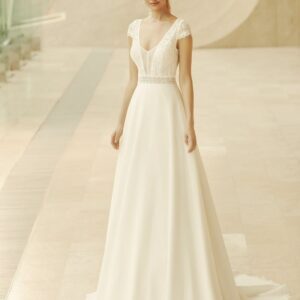 Robe de mariée bohème en dentelle sur le haut et mousseline sur le bas - OUTLET