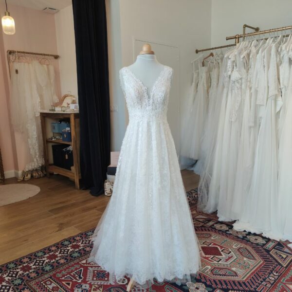 Robe de mariée A-line en tulle et dentelle - robe d'occasion - dépot vente Toulouse
