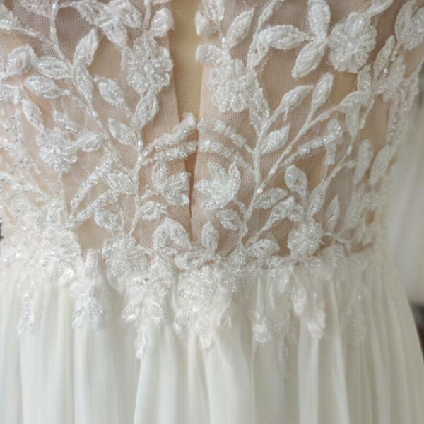 Robe de mariée en mousseline - style bohème chic - seconde main - depot vente Toulouse