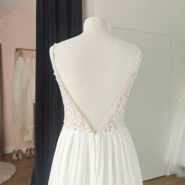 Robe de mariée en mousseline - style bohème chic - seconde main - depot vente Toulouse