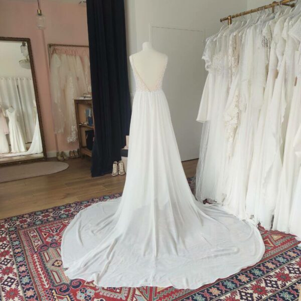 Robe de mariée en mousseline - style bohème chic - seconde main - depot vente Toulouse