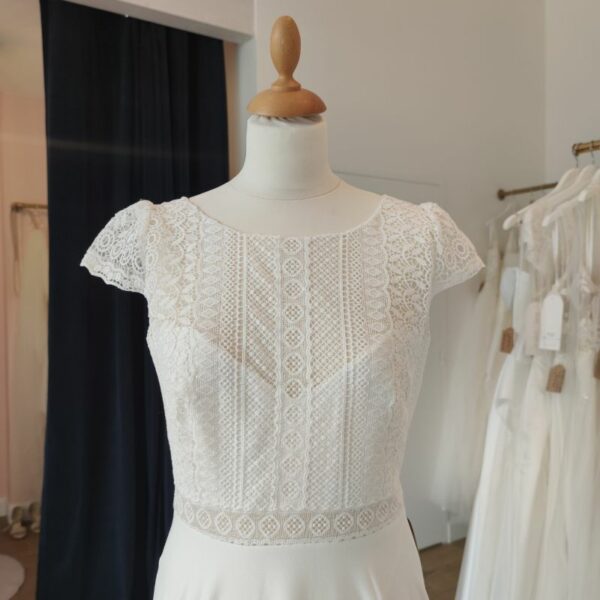 OUTLET - robe de mariée bohème chic en crepe - belle qualité - Mes plus belles occasion -Toulouse